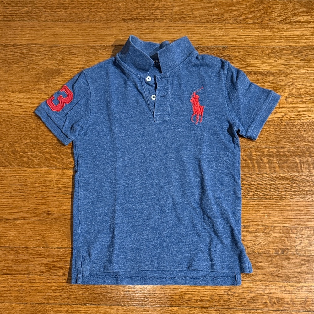 Polo by Ralph Lauren Kids Denim Blue Polo with Red Accents